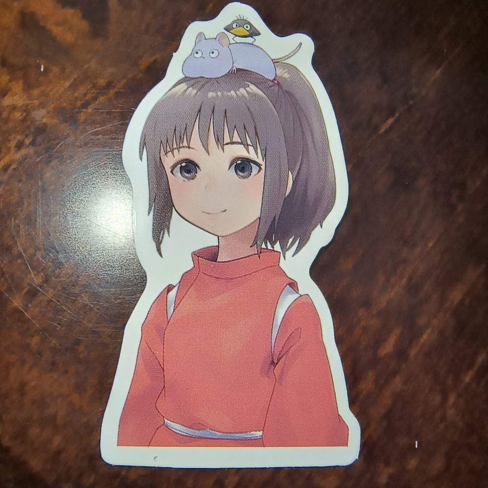 Anime Girl Die-Cut Sticker - Coral Red Outfit Studio Ghibli